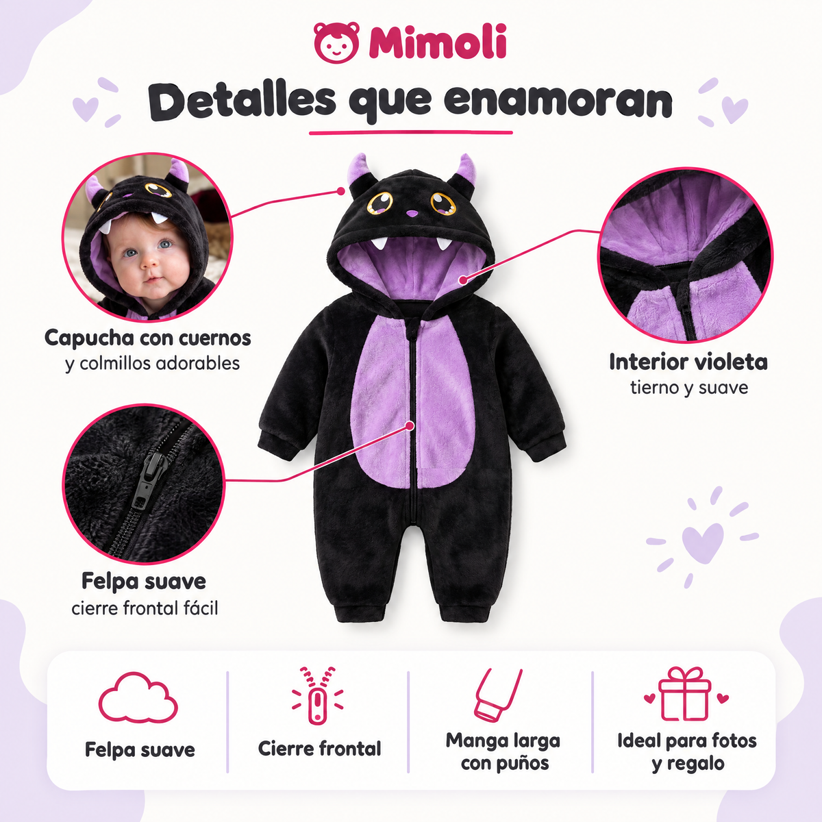 Mimoli™ Pijama con capucha y orejitas